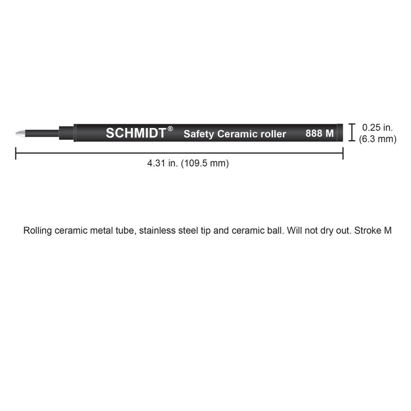 Schmidt 888 Ceramic Rollerball Plastic Tube Refill Medium Point 0.7mm, Blue, 2 Pack Blister (SC58112) - Image 5